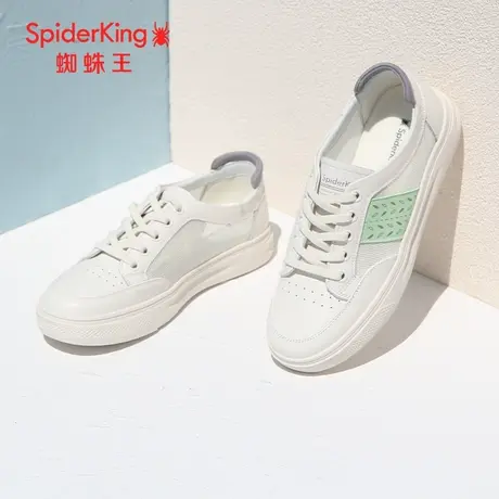 SPIDER KING/蜘蛛王小白鞋女真皮2023夏季商场同款板鞋女网面透气商品大图