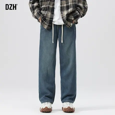 男士工装牛仔裤男秋季裤子潮牌美式阔腿男裤2023新款直筒休闲长裤商品大图