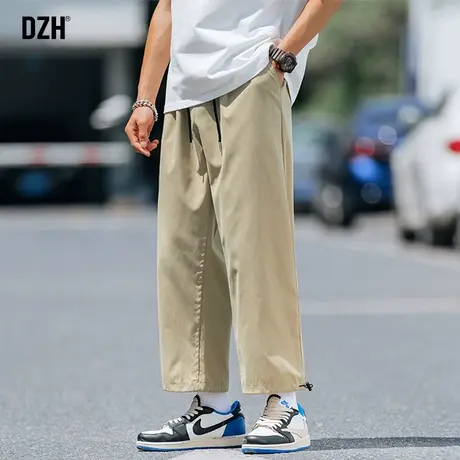 男士新款直筒裤垂感高级感卡其色裤子休闲百搭宽松裤工装裤潮牌男商品大图