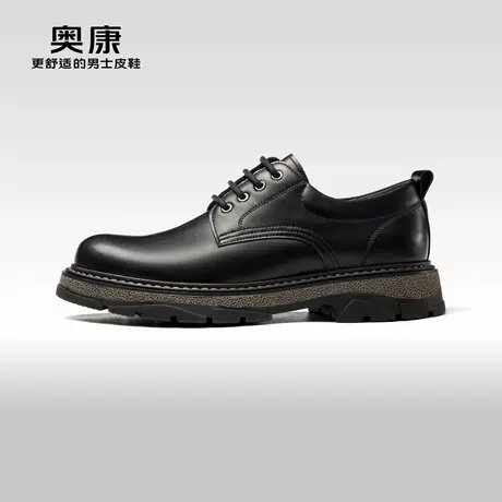 奥康男鞋春秋季韩版时尚运动休闲皮鞋男厚底圆头舒适工装鞋商品大图