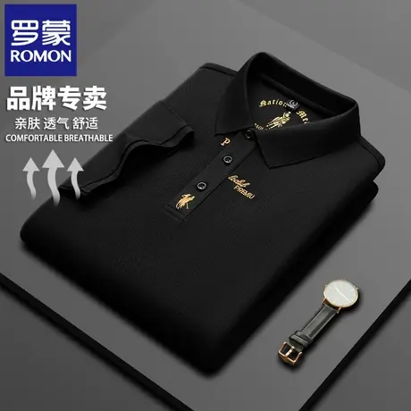 罗蒙轻奢高端刺绣男士POLO衫夏季薄款短袖T恤休闲翻领半袖上衣N2Z图片