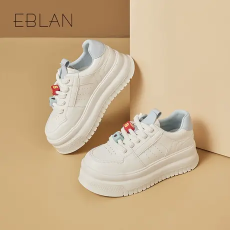 EBLAN/伊伴小白鞋女2025春季新款轻便百搭舒适板鞋厚底增高休闲鞋图片