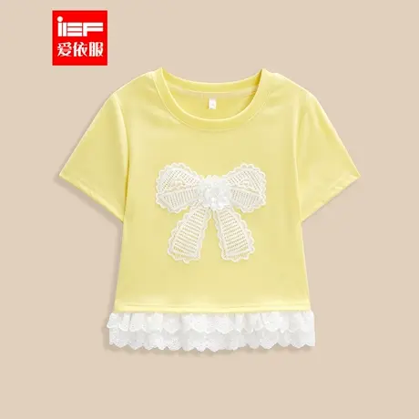 MINIIEF【爱依服童装】2025夏季新款韩系风蝴蝶结印花洋气女童T恤图片