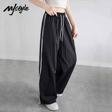 MJ STYLE双杠运动裤女2025夏季新款美式直筒休闲裤速干山本工装裤图片