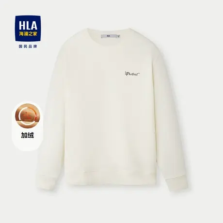 HLA/海澜之家立体印花卫衣24秋冬新圆领加绒保暖弹力休闲风长袖男图片
