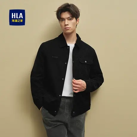 HLA/海澜之家满身印花夹克25秋季新款植绒保暖字母刺绣柔软外套男图片