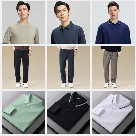 【秋季选搭套装合集】罗蒙男士长袖POLO衫2025秋新款卫衣休闲裤b商品大图