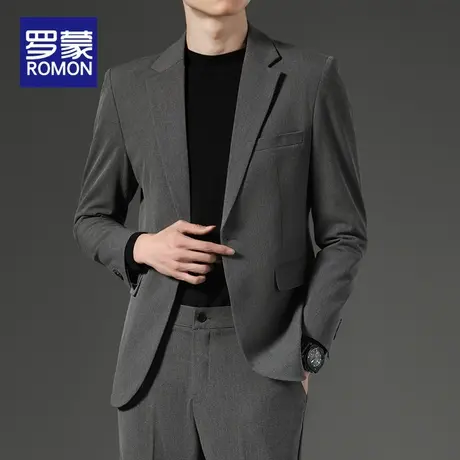 罗蒙男士西服外套秋季2025新款修身显瘦痞帅免烫小西装休闲上衣男图片