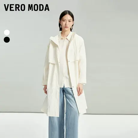 Vero Moda奥莱风衣外套女春秋新款宽松中长款连帽休闲收腰大衣商品大图