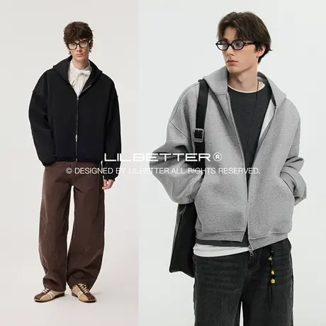 Lilbetter重磅500g结构分割连帽开衫卫衣2025秋季宽松廓形外套男图片
