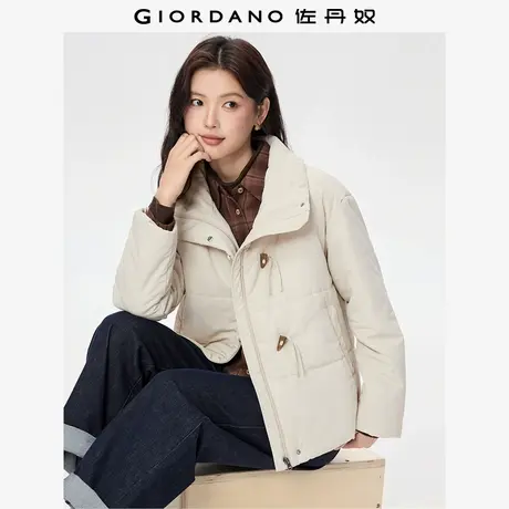 佐丹奴棉服外套女装秋冬新款夹棉保暖牛角扣立领棉衣夹克05375704图片