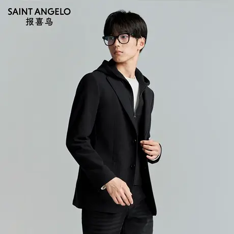 报喜鸟秋季新款男士商务休闲运动西服上衣时尚潮流黑色单西外套男商品大图