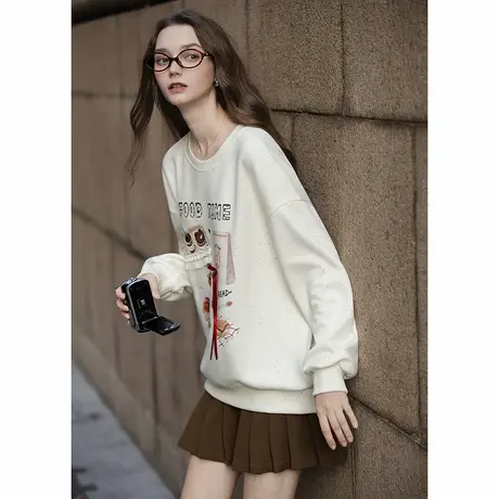 唐狮2025年秋冬款女卫衣初秋女装高级感印花圆领卫衣秋装女上衣商品大图