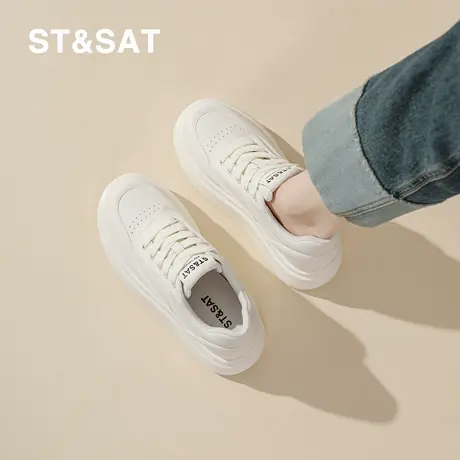 星期六休闲风厚底女款小白鞋2026新款春季系带板鞋时尚百搭休闲鞋商品大图