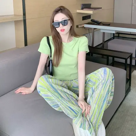 扎染阔腿裤女夏季直筒高腰休闲裤2023新款宽松垂感拖地裤甜酷裤子图片