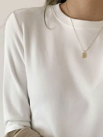 白色德绒基础款打底衫女内搭秋冬圆领长袖T恤春秋季洋气磨毛上衣商品大图