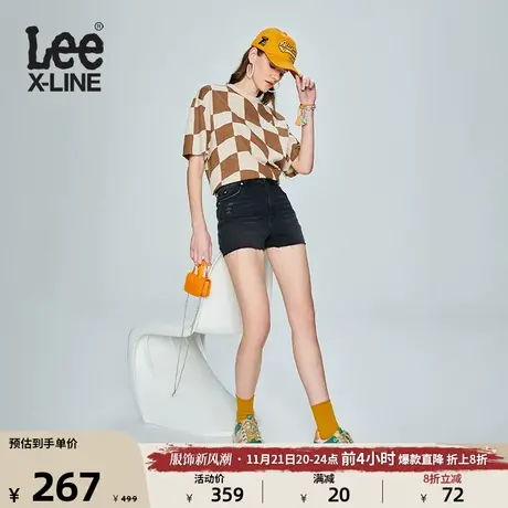 Lee23新品轻微磨损黑色毛边女牛仔短裤LWB0055377KD-040商品大图