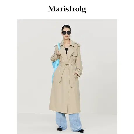 【筑感美学】Marisfrolg玛丝菲尔英伦风肩章收腰长款风衣外套图片