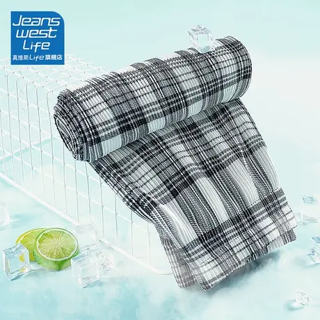 真维斯LIFE黑白格子裤女夏季薄款2023新款小个子裤休闲运动阔腿裤图片