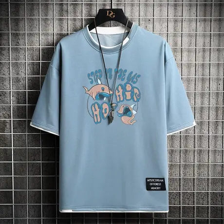 短袖T恤男夏装圆领上衣青少年半袖韩版汗衫夏季打底衫卡通卫衣潮商品大图