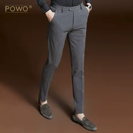 休闲裤男士韩版修身裤子商务西裤小脚裤青年灰色男裤春季韩版潮流商品大图