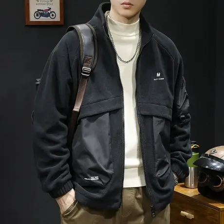 棉衣男春季立领2024新款潮牌大码厚男士棉服保暖外套短款工装夹克商品大图