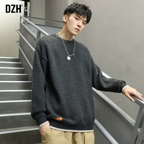 男士圆领冬季毛衣男秋冬款痞帅潮牌男装慵懒风新款针织衫打底内搭商品大图