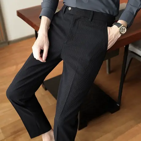 直筒小西裤男士2023春季新款商务正装宽松休闲西装帅气长裤子男生图片