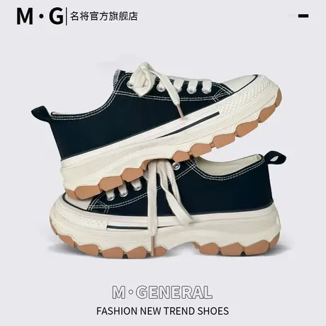 名将厚底帆布鞋2023新款夏季增高鞋子女百搭学生超火松糕休闲板鞋商品大图