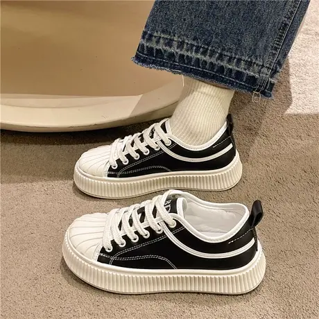 小白鞋女2023春季新款ins贝壳头休闲鞋厚底饼干鞋百搭早春板鞋潮商品大图