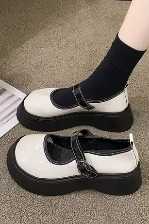 厚底增高百搭小皮鞋女2023年新款夏季复古玛丽珍鞋法式气质单鞋商品大图