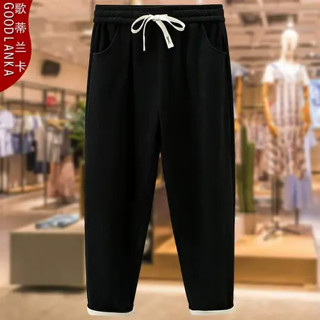 加肥加大码中年妈妈冬季加绒休闲萝卜裤宽松时尚百搭松紧腰奶奶裤商品大图