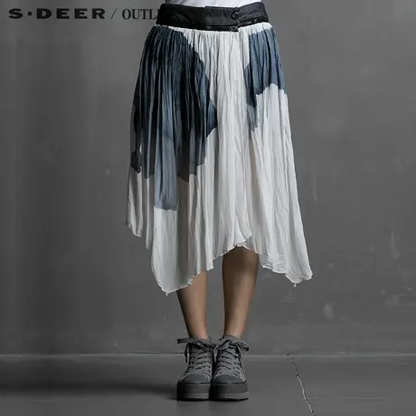 【会员积分兑换赠品-】sdeer圣迪奥水墨半身裙S13181316图片