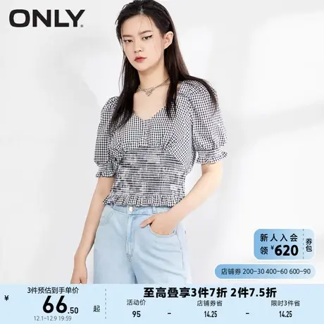 ONLY奥莱夏季收腰设计格子衬衫女商品大图
