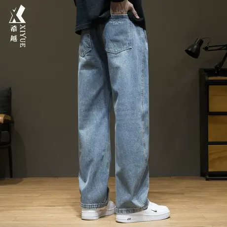 希越春秋季美式复古男直筒牛仔裤宽松大码潮流休闲百搭男款长裤子商品大图