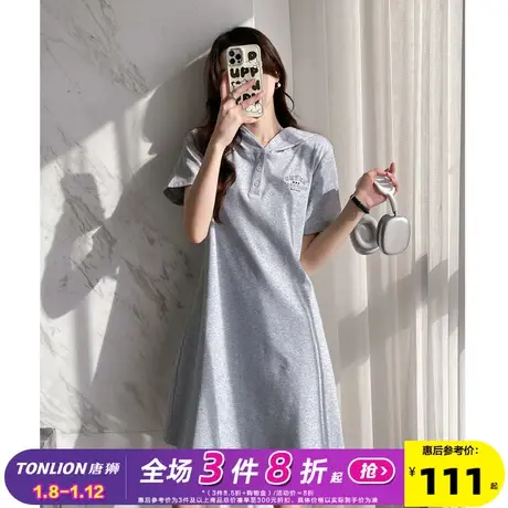 唐狮休闲连衣裙女2024年新款小个子学院运动风裙子连帽卫衣裙女e5商品大图