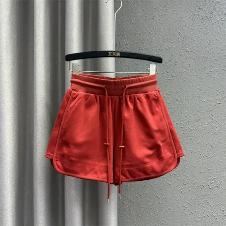 24春夏新款时尚洋气松紧腰短裤女宽松显瘦抽绳百搭a字阔腿裤热裤图片