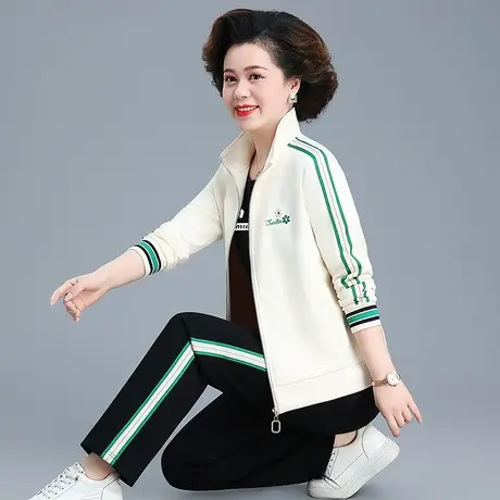 休闲运动套装女2023年新款时尚中老年妈妈卫衣外套减龄棉质三件套图片