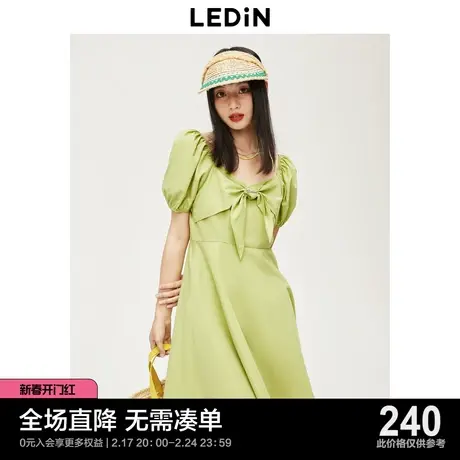 乐町蝴蝶结绑带连衣裙23年夏泡泡袖公主裙C2FAD2301图片