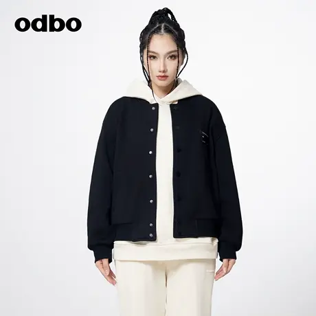 odbo/欧迪比欧原创设计时尚气质黑色短外套女秋冬新款百搭夹克图片