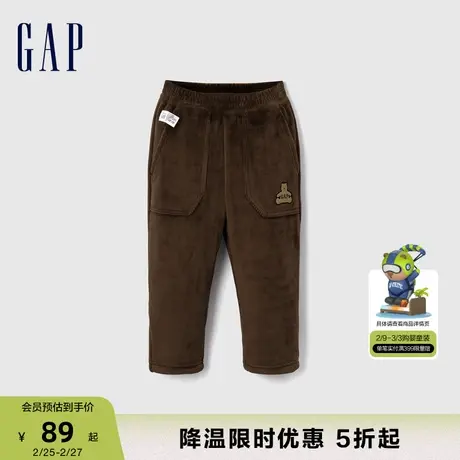 Gap男幼童秋冬季LOGO加绒保暖灯芯绒长裤大小童同款萝卜裤785063商品大图