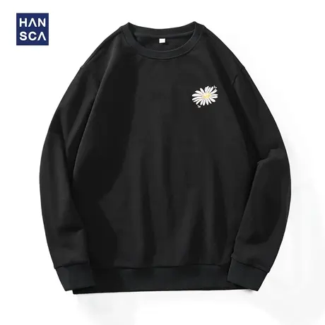 清仓特卖hansca圆领卫衣男秋冬款时尚印花宽松休闲大码套头上衣服图片
