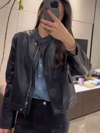 小个子短款气质皮衣外套女2024春秋季新款洋气PU夹克机车服上衣潮商品大图