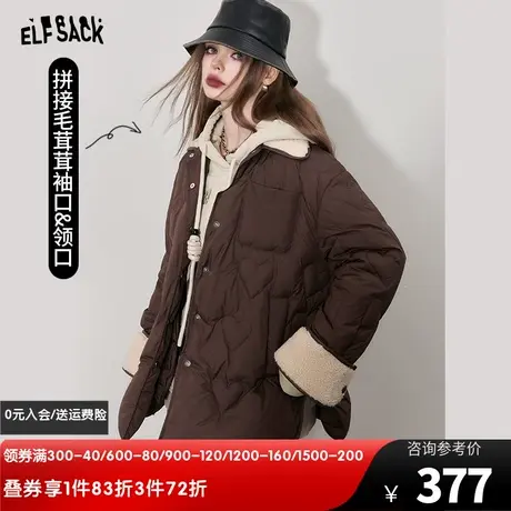 妖精的口袋美拉德宽松棉服女2023冬季新款拼接设计感薄款棉衣外套图片