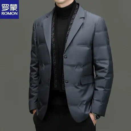 罗蒙秋冬轻薄款羽绒服西装男短款中青年休闲白鸭绒小西装外套上衣图片