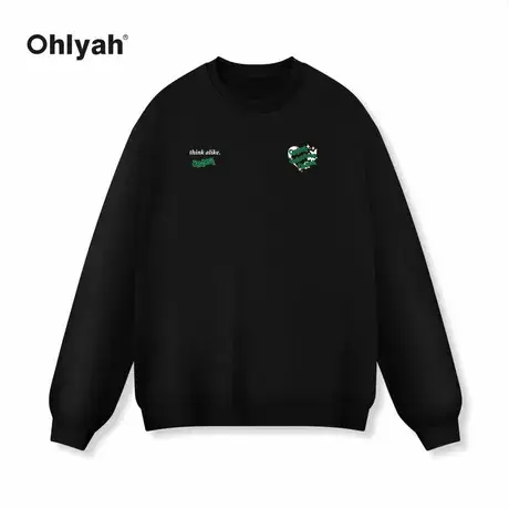 Ohlyah潮牌圆领卫衣男生2023春秋季美式宽松长袖T恤学生班服外套商品大图