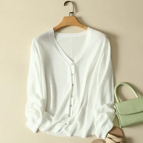 冰丝针织防晒女防紫外线透气2022年秋季新款外搭防晒服开衫薄外套图片