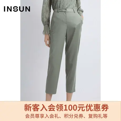 恩裳商场同款灰绿西装裤女春秋九分直筒宽松高腰休闲烟管裤垂感冬图片