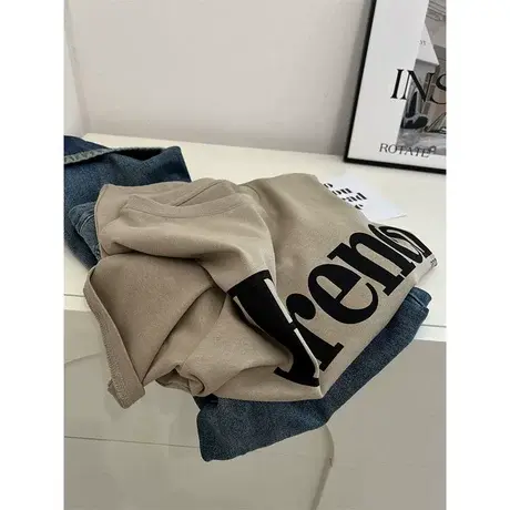 街头范潮流字母印花圆领短袖t恤女宽松慵懒风打底衫上衣2023新款商品大图