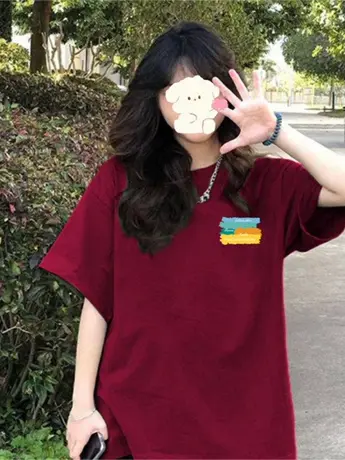 仿棉短袖t恤女装2023新款春夏季小众设计感美式复古港味chic上衣商品大图